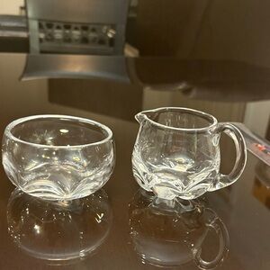 Vintage Orrefors Glass Creamer and Sugar Bowl Set